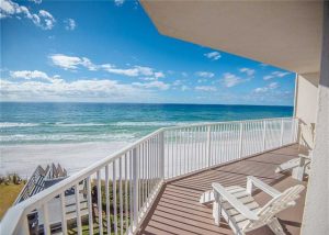 View of the beach from a balcony