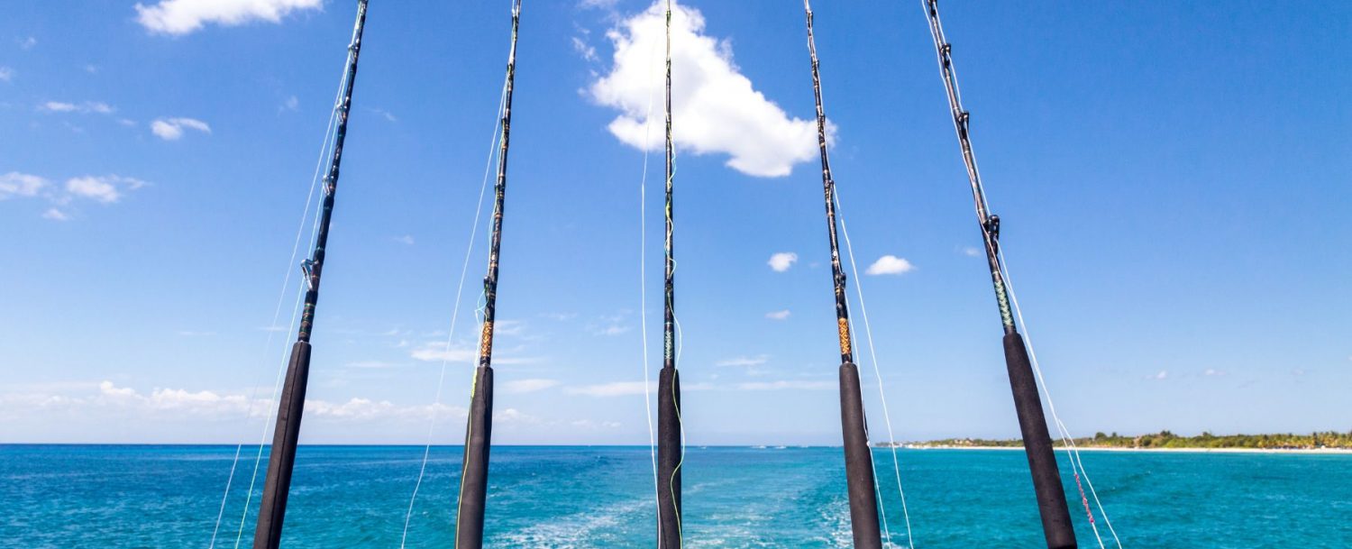 fishing rods set up on boat in Florida
