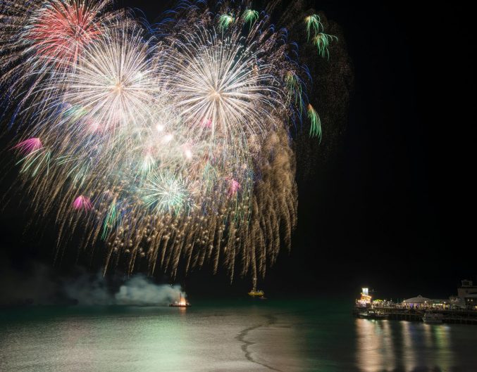 fireworks over pier